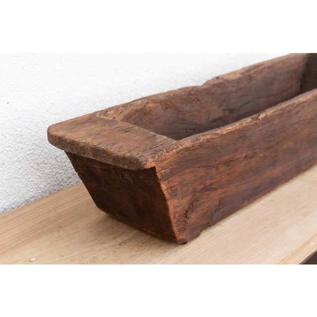 Farmhouse Primitive Hand-Carved Trough Planter For Sale - Image 3 of 7