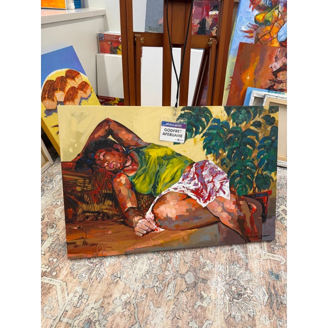 A Soft Surrender , Acrylic Painting by Godfrey Afebuame (2026) , 21st Century, Contemporary Art, Figurative Portrait, Africa Women, Impressionism. For Sale - Image 6 of 8