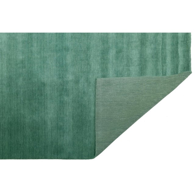 Modern Apadana's Modern Gabbeh Hand-Loom Wool Area Rug in Jewel-Toned Green For Sale - Image 3 of 10