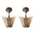 Pair Antique Art Deco 2 Light Ceiling Fixtures Amber Glass Slip Shades 1930s For Sale