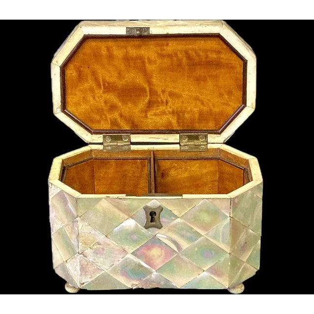 Off-white English Mother-of-Pearl Tea Caddy For Sale - Image 8 of 11