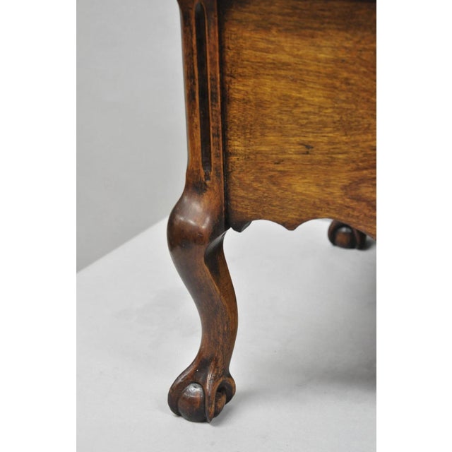 Red Antique Flip Top Georgian Chippendale Style Mahogany Shoe Shine Box Footstool For Sale - Image 8 of 18