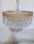 Metal Vintage Hollywood Regency Floral Embossed Brass Tiered Waterfall Crystal Flush Mount Chandelier For Sale - Image 7 of 7