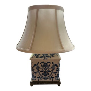 Late 20th Century Blue and White Chinoiserie Canton Jar or Tea Caddy Lamp For Sale