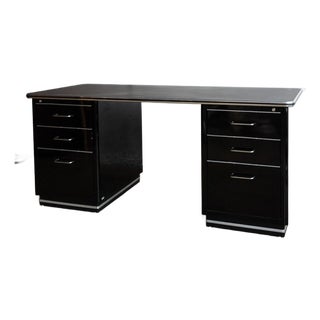 Black & Silver Art Deco Muller Chrysler Desk For Sale