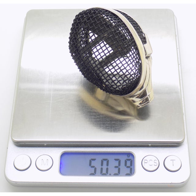 Vintage Italian Handmade Genuine Silver Fencing Mask Figurine by Sacchetti of Arezzo, 1980s Solid 800 Silver Sports Sculpture and Rare Gift For Sale - Image 10 of 11