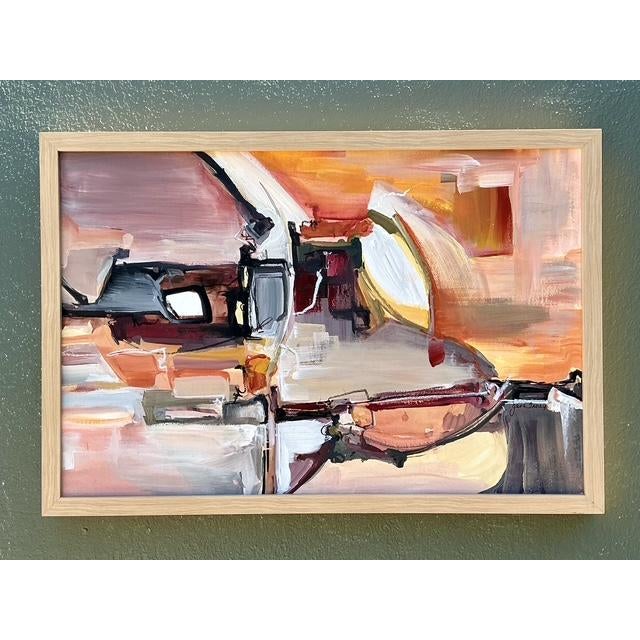 Mid-Century Modern Vintage Original Abstract Oil on Canvas For Sale - Image 3 of 12