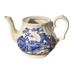 1970s Small Asian Ceramic Blue and White Teapot