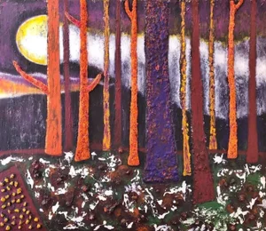 "Enchanted Forest" - Large Contemporary Abstract Landscape Painting by Diane Grant