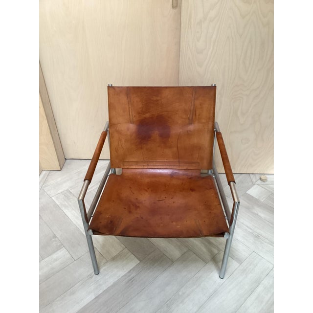 Martin Visser SZ01 Easy Chair in Brown Leather by Martin Visser for T Spectrum, 1960s For Sale - Image 4 of 7