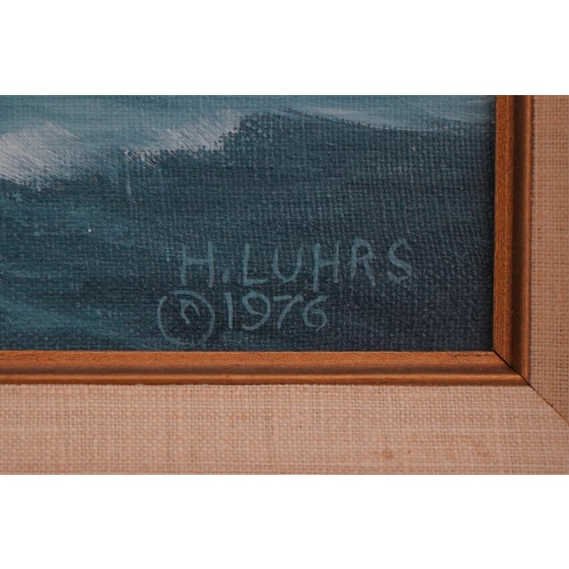 h.luhrs Artist Signed Schooner Oil Painting on Canvas For Sale - Image 12 of 14
