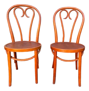 Mid 20th Century Pair of Bistro Style Bentwood Dining Chairs Made in Romania