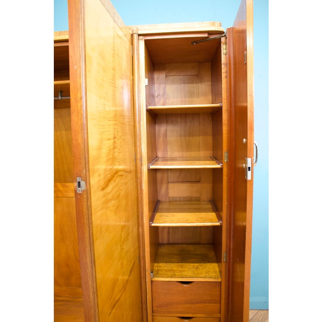 Vintage Art Deco Birch and Walnut Wardrobe, 1930s For Sale - Image 9 of 13