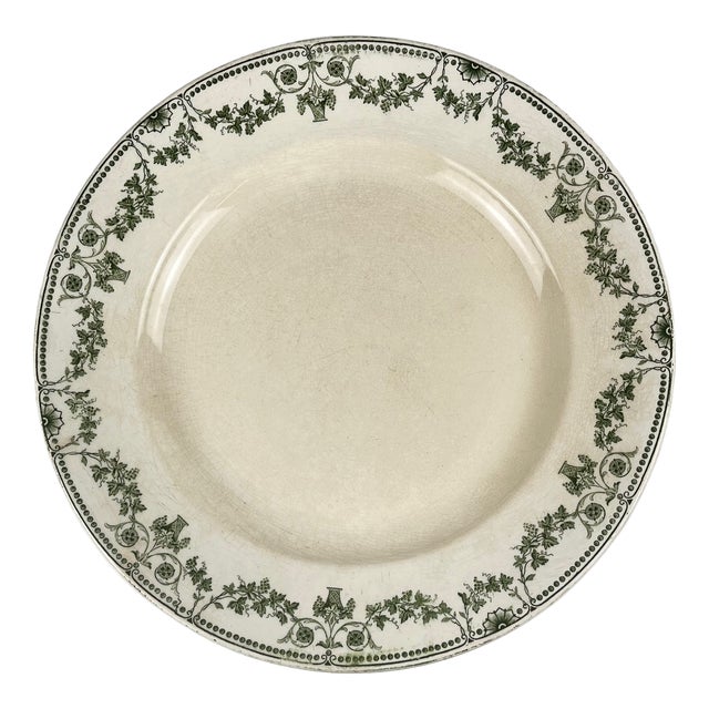 Round Green Champagne Dish from Badonviller, Early 20th Century, 1890s For Sale