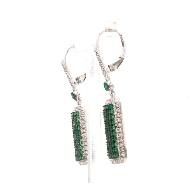 Contemporary 1.92 cts Natural zambian emerald & 0.18 cts diamond earring in 18k gold For Sale - Image 3 of 18
