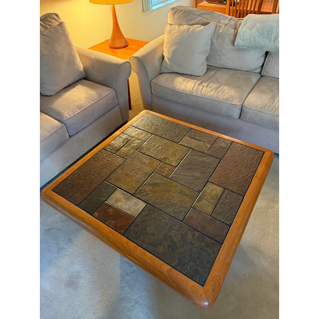 1980s Sallingboe Teak and Slate Modern Coffee Table For Sale - Image 5 of 5