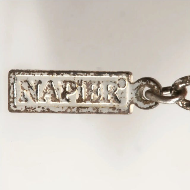 Abstract Vintage Napier Mini Torsade Necklace Black Beads & Rhinestone Ball For Sale - Image 3 of 3