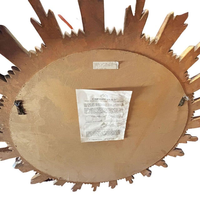 48" MCM Style Gilt Wood Starburst Mirror by Carol Canner for Carvers Guild For Sale - Image 10 of 13