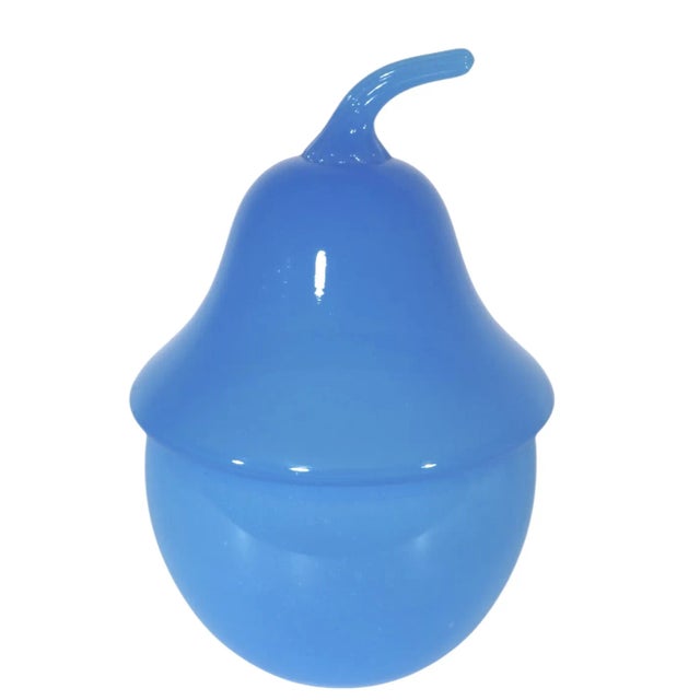 Blue Vintage French Glass Pear Shaped Jar For Sale - Image 8 of 10