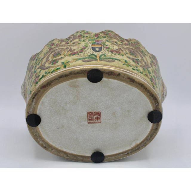 Vintage Chinoiserie Ceramic Cachepot Planter For Sale - Image 9 of 11