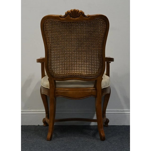 High End Vintage Solid Walnut Louis XV French Provincial Cane Back Dining Arm Chair 640-552 For Sale In Kansas City - Image 6 of 8