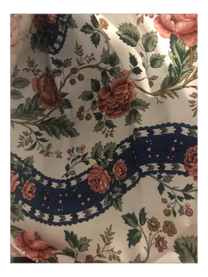 Vintage Fabric With Blue and Peach Rose Florals - 8 Yards