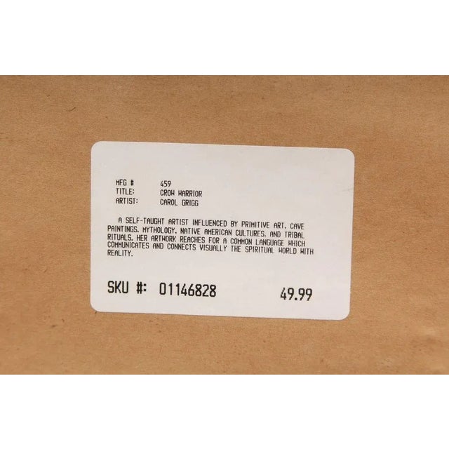 1970s Vintage Diptych Watercolor Lithograph by Carol Grigg Native American Earth Healer & Crow Warrior For Sale - Image 5 of 5