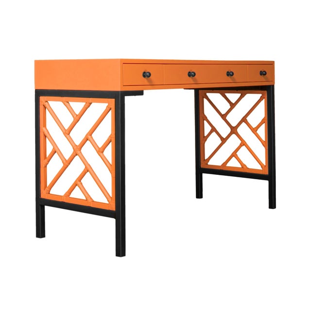 Chippendale Writing Desk - Orange For Sale - Image 9 of 9