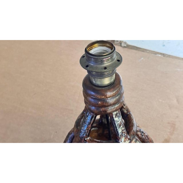 French Sculptural Terracotta Earthenware Table Lamp, 1960s For Sale - Image 12 of 13