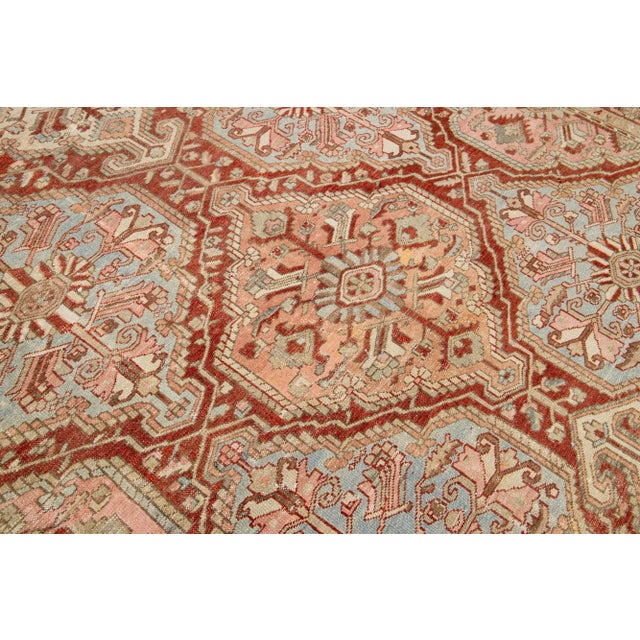 Textile Floral Persian Bakhtiari Rust Wool Rug Handcrafted in the 1920s For Sale - Image 7 of 9