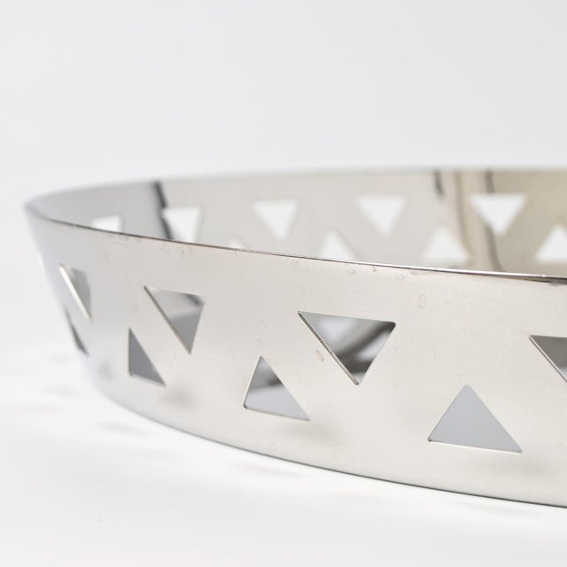 Large Triangle Pattern Stainless Steel Tray by King-Kong for Alessi, in Good conditions. Designed 1990 to 1999 This piece...