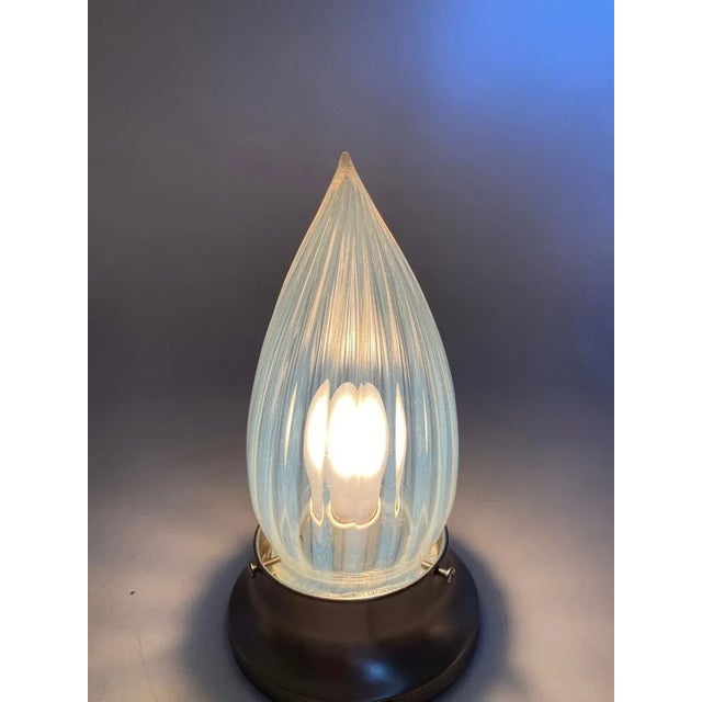 Art Deco 1960s Vintage Opalescent Vertical Swirl Glass Bullet Light Globe With Fitter For Sale - Image 3 of 10