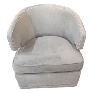 Seafoam Green/Blue Swivel Barrel Chair From Havertys Furniture For Sale