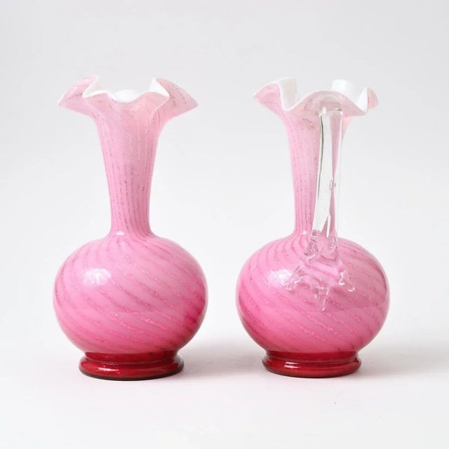 Antique Victorian Glass Pitchers from Stevens and Williams, Set of 2 For Sale - Image 3 of 9