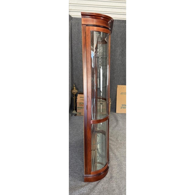 Wood Late 20th Century Pulaski Cherry Bow Front Curio Cabinet For Sale - Image 7 of 15