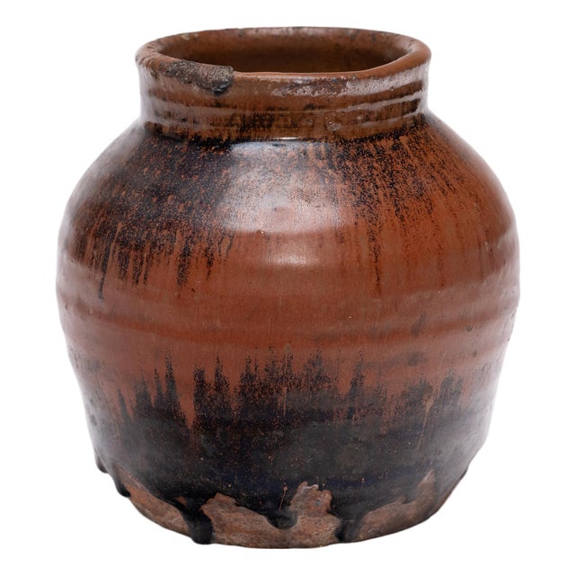 Chinese Drip Glaze Kitchen Jar, C. 1900 For Sale