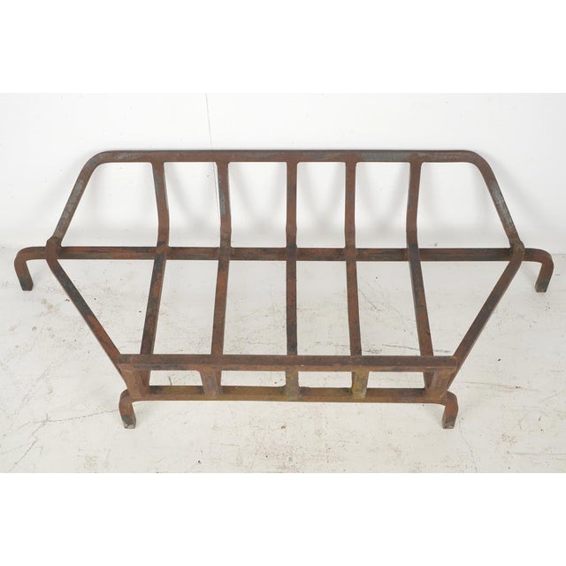 Early 20th Century Reclaimed 42.375 In. Cast Iron Fireplace Grate Log Holder For Sale - Image 5 of 8