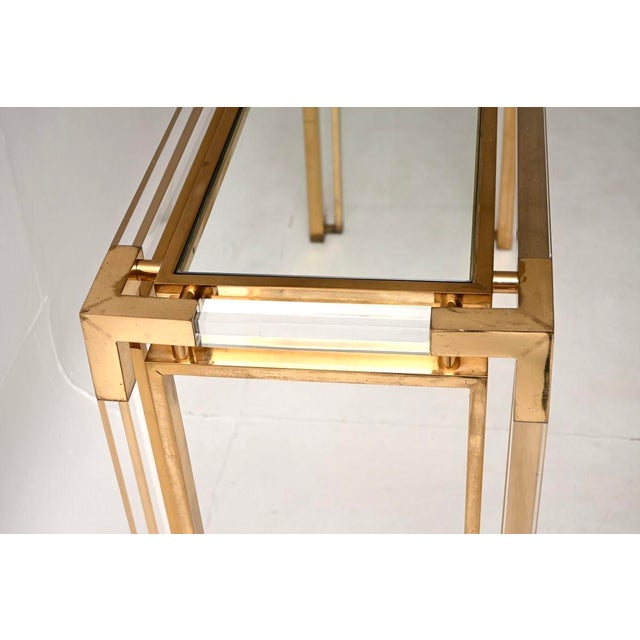 Vintage Italian Acrylic and Brass Console Table, 1970 For Sale - Image 10 of 11