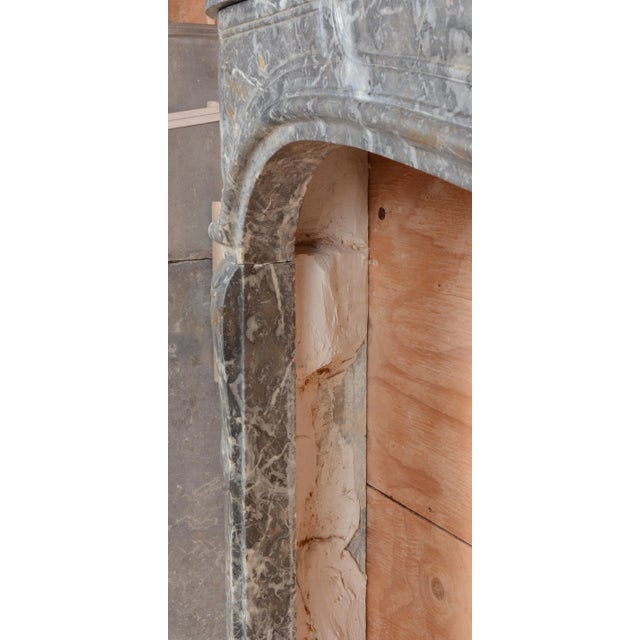 18th Century Antique LXV French Fireplace Mantel Medium Gray Marble For Sale - Image 9 of 12