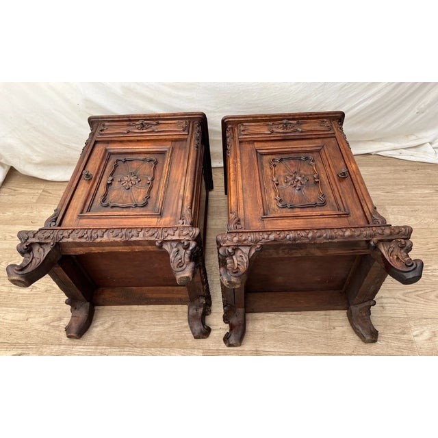 Antique Pair of Nightstands Cabinet Drawer Rococo Revival By: G. Colombo & Figli For Sale - Image 14 of 14