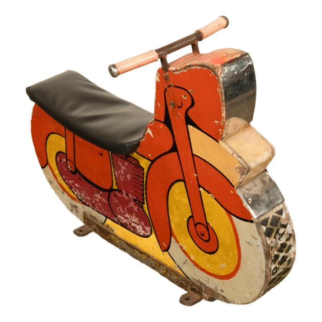 Mid-Century Modern 1940s American Amusement Park Motorcycle Motorbike Painted Carousel Carnival Ride For Sale - Image 3 of 12
