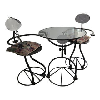 He/She Sculptural Postmodern Metal Bistro Set – Attributed to Rockledge Studios (Unsigned) For Sale