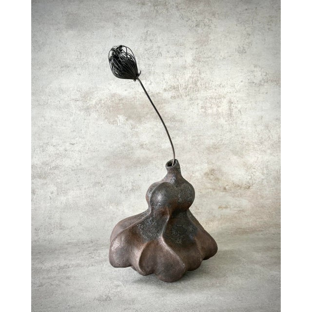 Ceramic Telluric Bulb Sculptural Organic Vase in Handmade Ceramic by Pellizco Cerámica For Sale - Image 7 of 7