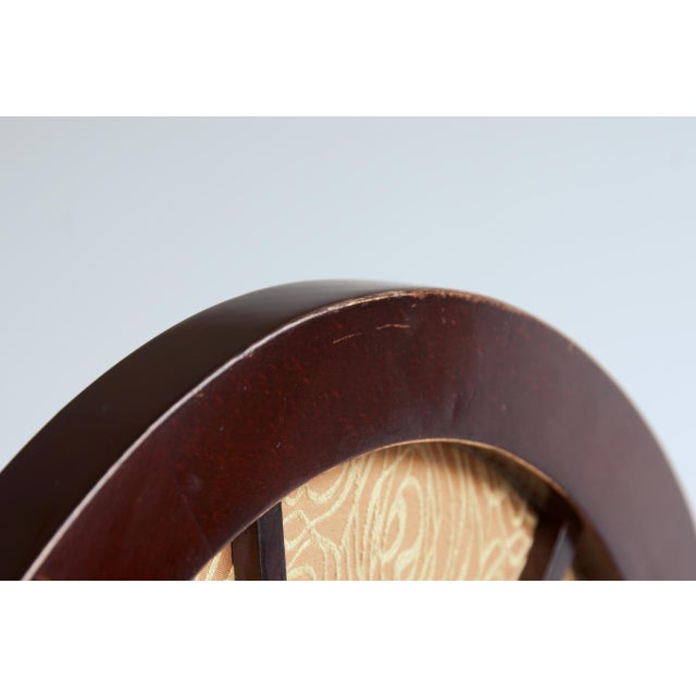 Wood Pair of Barbara Barry for Baker Oval X-Back Side Chairs With Umber Gold Floral Fabric, Late 20th Century For Sale - Image 7 of 8