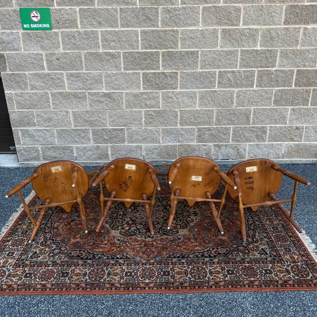 1990s Keller Furniture Traditional Solid Oak Nantucket Windsor Dining Chairs - Set of 6 For Sale - Image 14 of 16