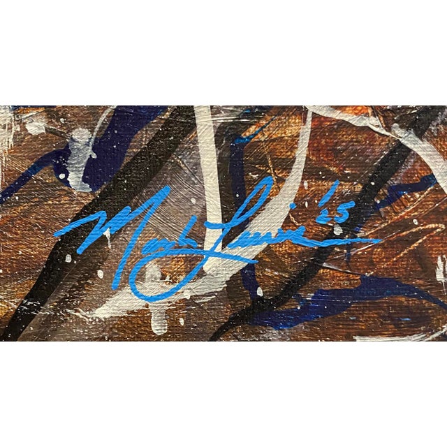 Contemporary 2025 "011-25" Abstract Expressionist Electric Blue & Yellow Painting by Mark Lewis For Sale - Image 3 of 5