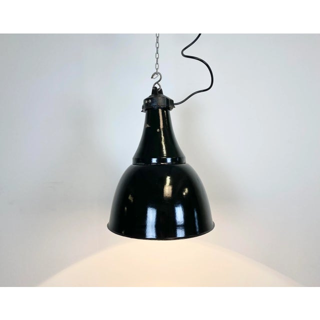 Black Industrial Bauhaus Black Enamel Pendant Lamp, 1930s For Sale - Image 8 of 12