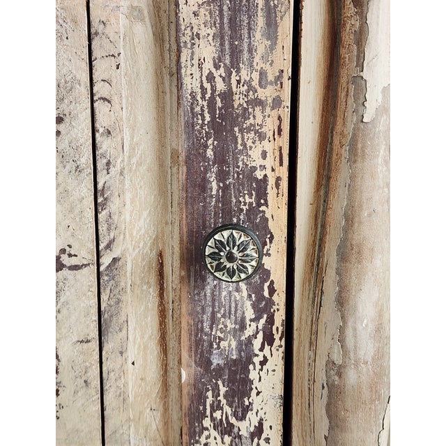 Vintage Primitive Farmhouse Style Distressed Finish Cabinet For Sale - Image 9 of 15