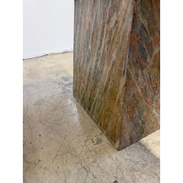 Variegated Green Natural Stone Marble Console Table, Italy 1980s For Sale - Image 13 of 13