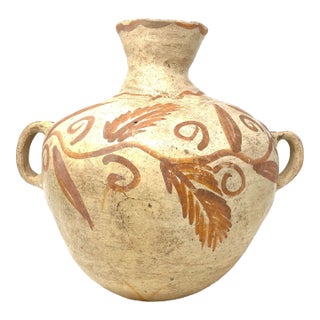 Hand-Painted Water Jar From Chiapas, Mexico - 12" H X 8" Diam. For Sale